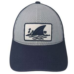 Landshark Trucker Hat Blue White OS Snapback Shark Fin Lager Patch Embroidered